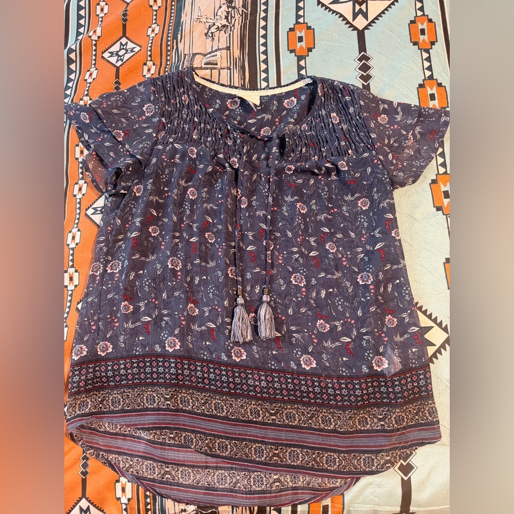 Knox Rose Navy Floral Blouse